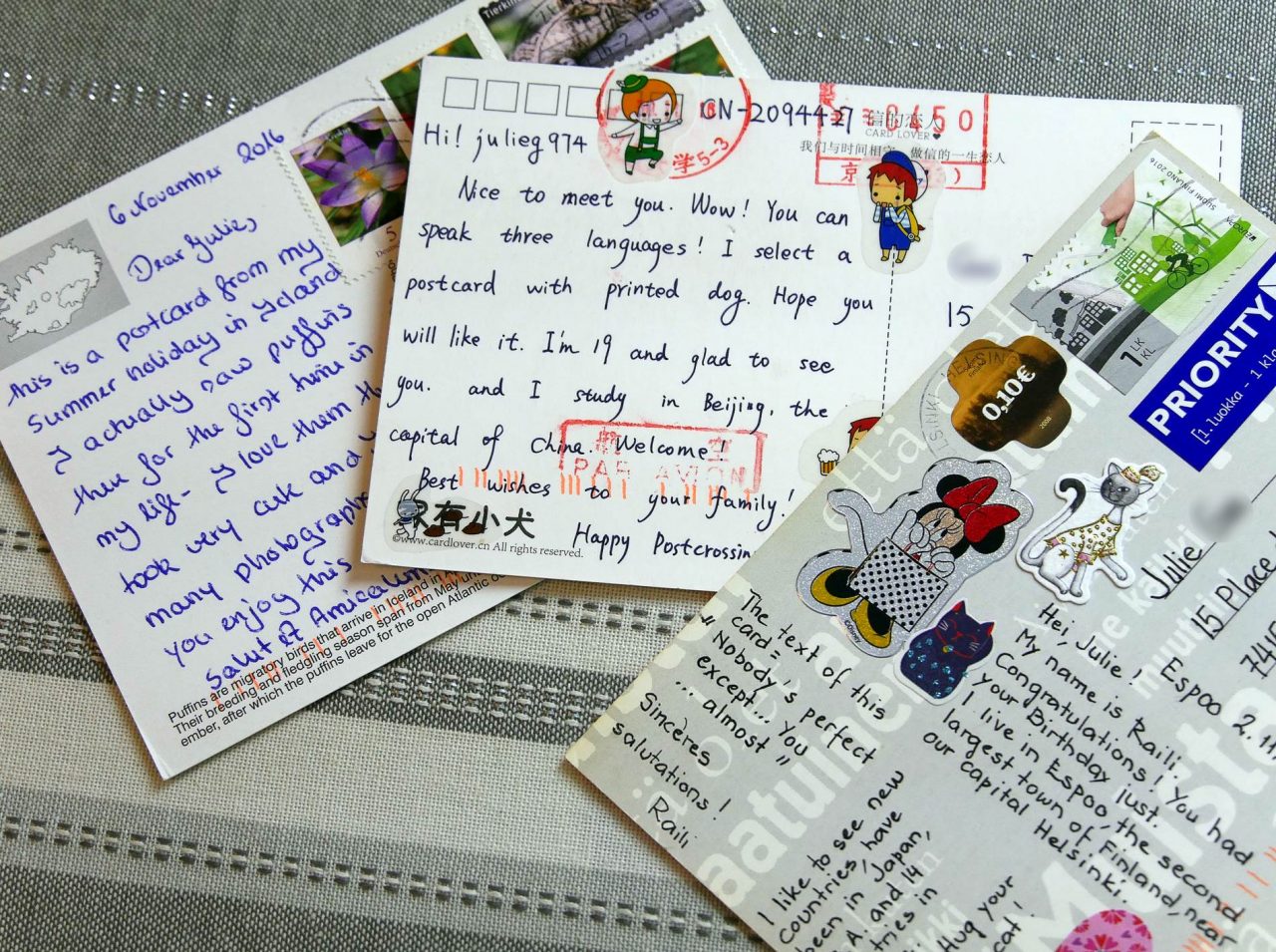 postcrossing cartes anglais - juliesliberties