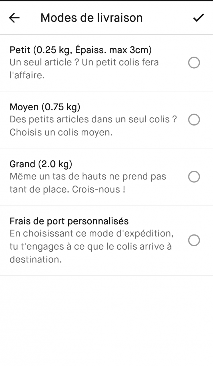 mode de livraison Vinted - juliesliberties