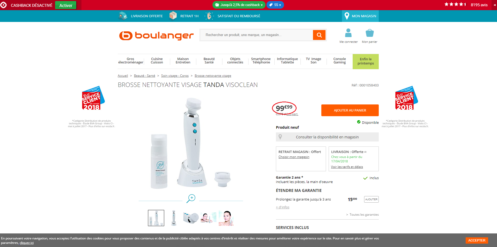 brosse nettoyante chez Boulanger